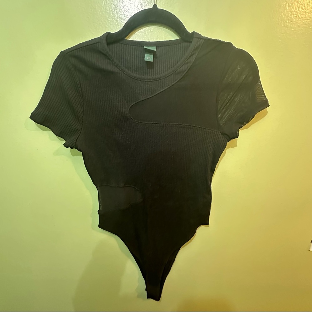 Wild Fable Black Asymmetrical Bodysuit